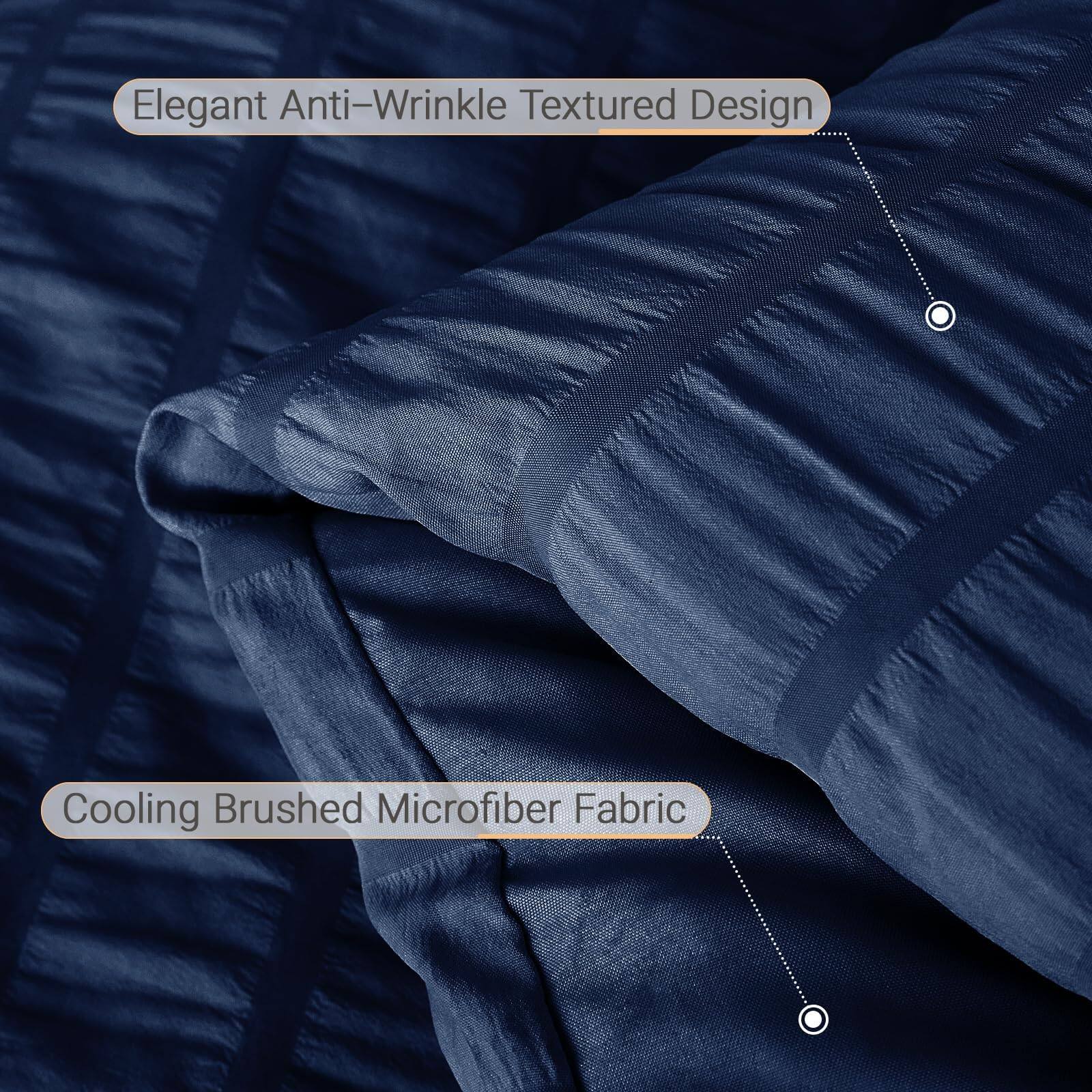 Elegant Anti-Wrinkle Textured Design  
Cooling Brushed Microfiber Fabric