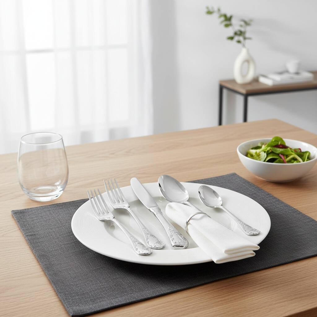 Alt View 1. Dazzed Corner - 20-Piece Flatware Set – Stainless Steel Elegance Silverware - Silver.