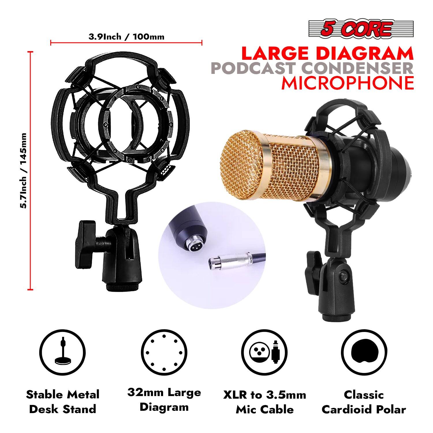 5 CORE 5Core Recording Microphone Podcast Bundle Professional Condenser ...