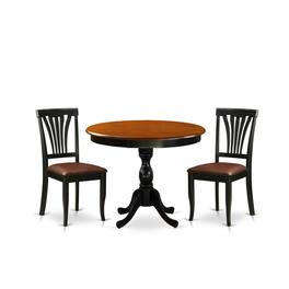 East West Furniture - 3-Pc Kitchen Dining Table Set Includes a Wood Dining Table and 2 Faux Leather Dining Room Chairs - Multi-Color