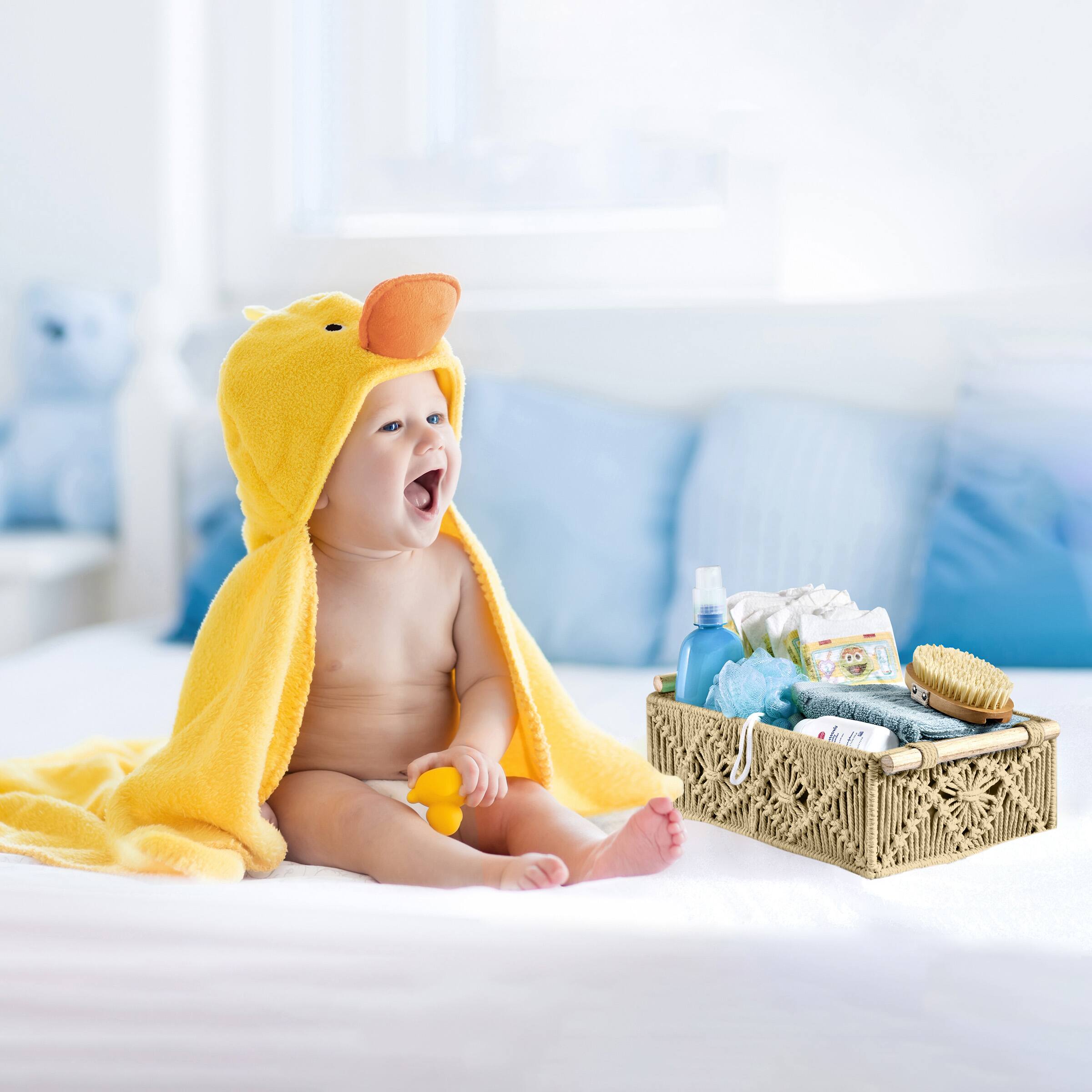 Alt View 2. Sorbus - Sorbus Macrame Boho Decor Baskets - Changing Station, Linens, Clothes, Diapers, Toiletries, Nursery - Brown.