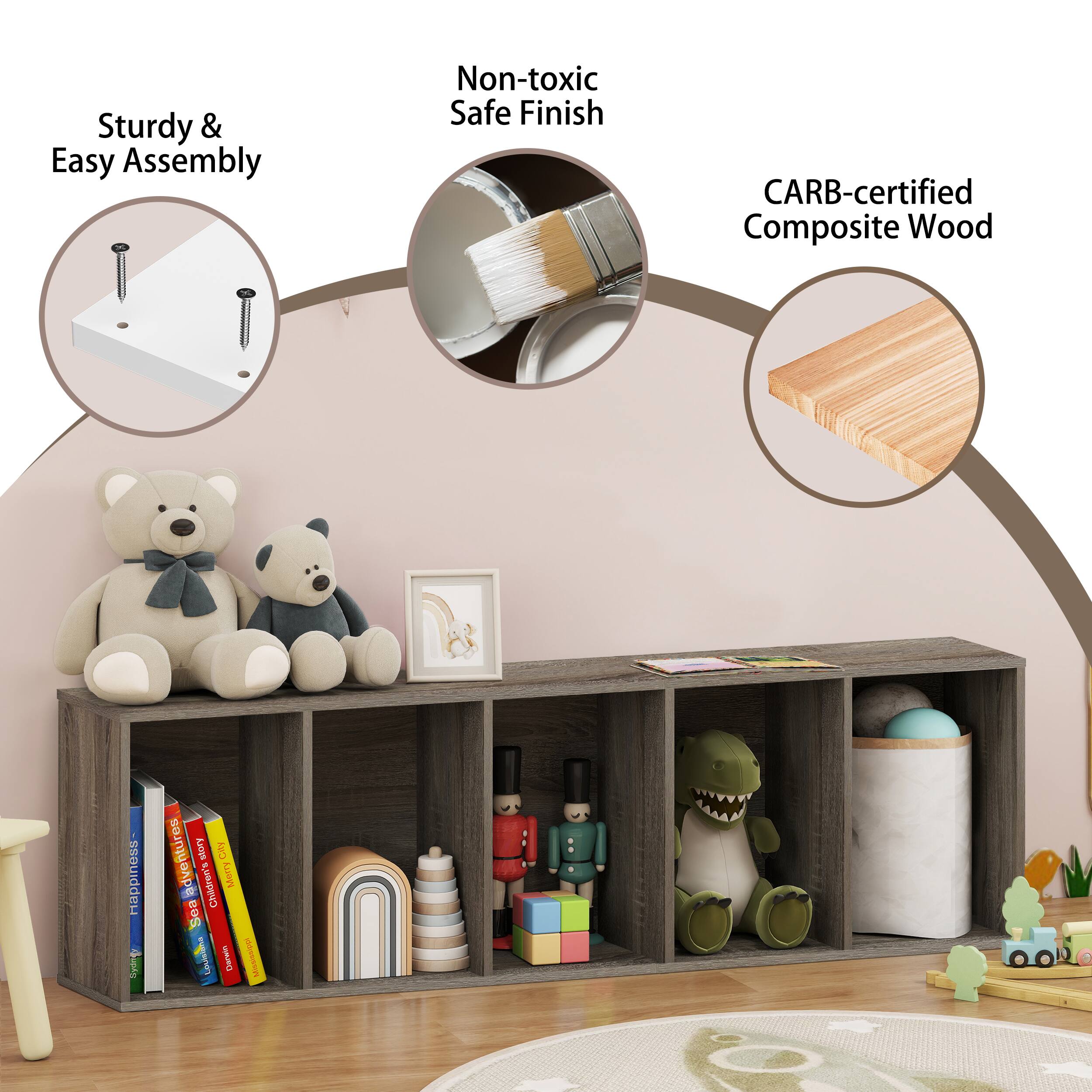 Sturdy & Easy Assembly  
Non-toxic Safe Finish  
CARB-certified Composite Wood