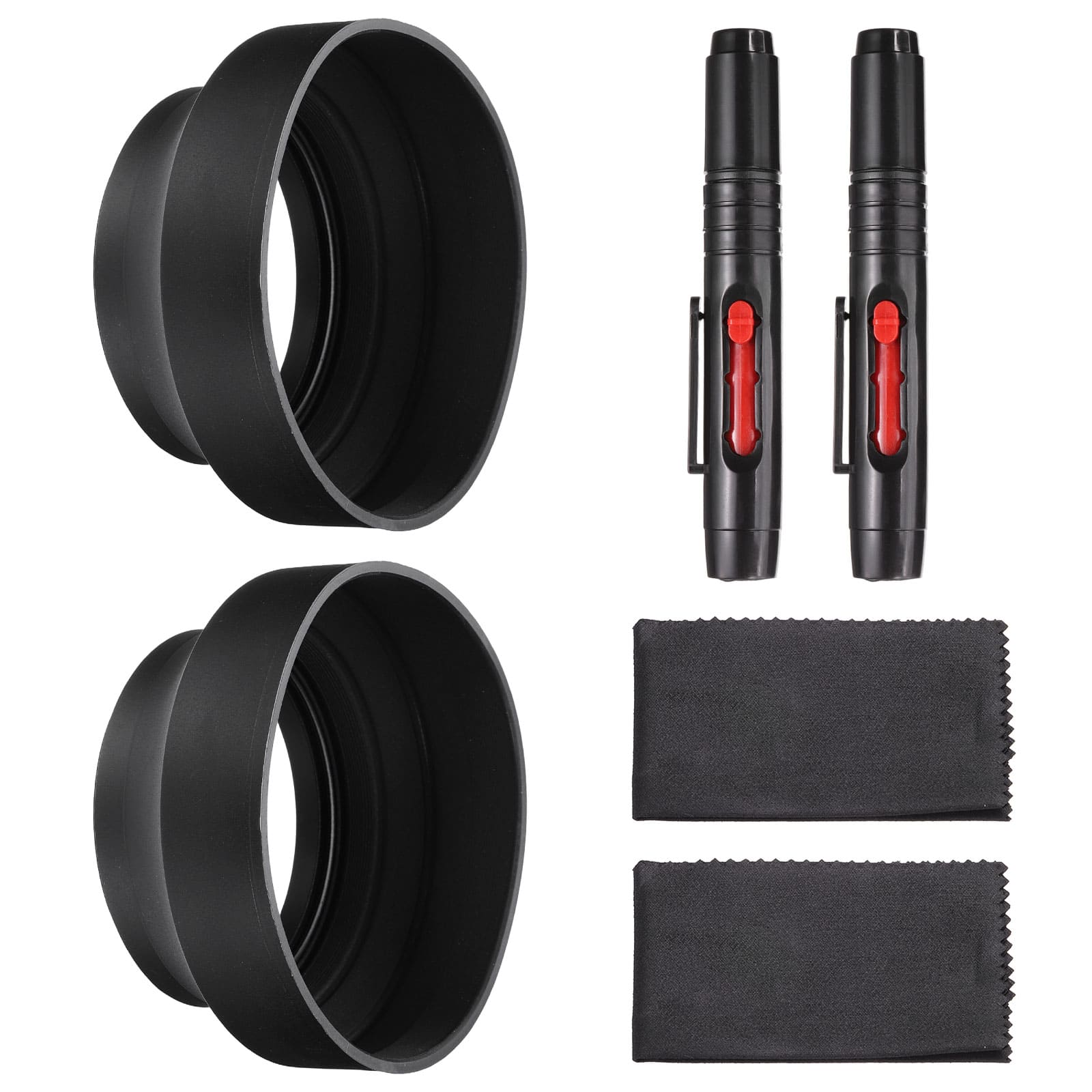 Unique Bargains - 2pcs 82mm Rubber Camera Lens Hood, Collapsible 3-Step Sun Shade with Cleaning Cloth & Pen - Black price history on PriceWatchPro