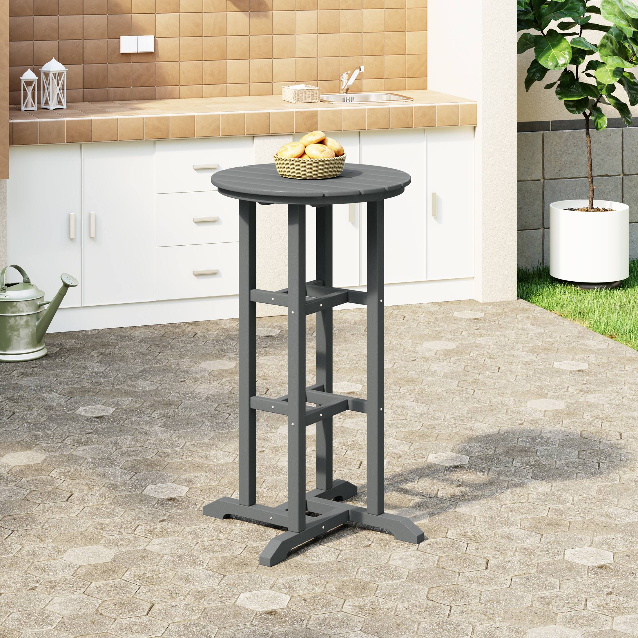 Angle. WestinTrends - WestinTrends Malibu 42" Counter Height Round Outdoor Patio Bistro Bar Table - Gray.