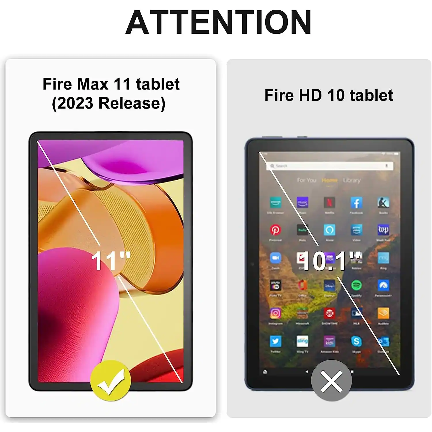 ATTENTION: Fire Max 11 tablet (2023 Release) and Fire HD 10 tablet. Search for you, Home Library, and more.