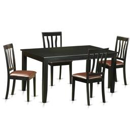 East West Furniture - 5 Pc Dinette set - Table and 4 Dining Chairs - Black