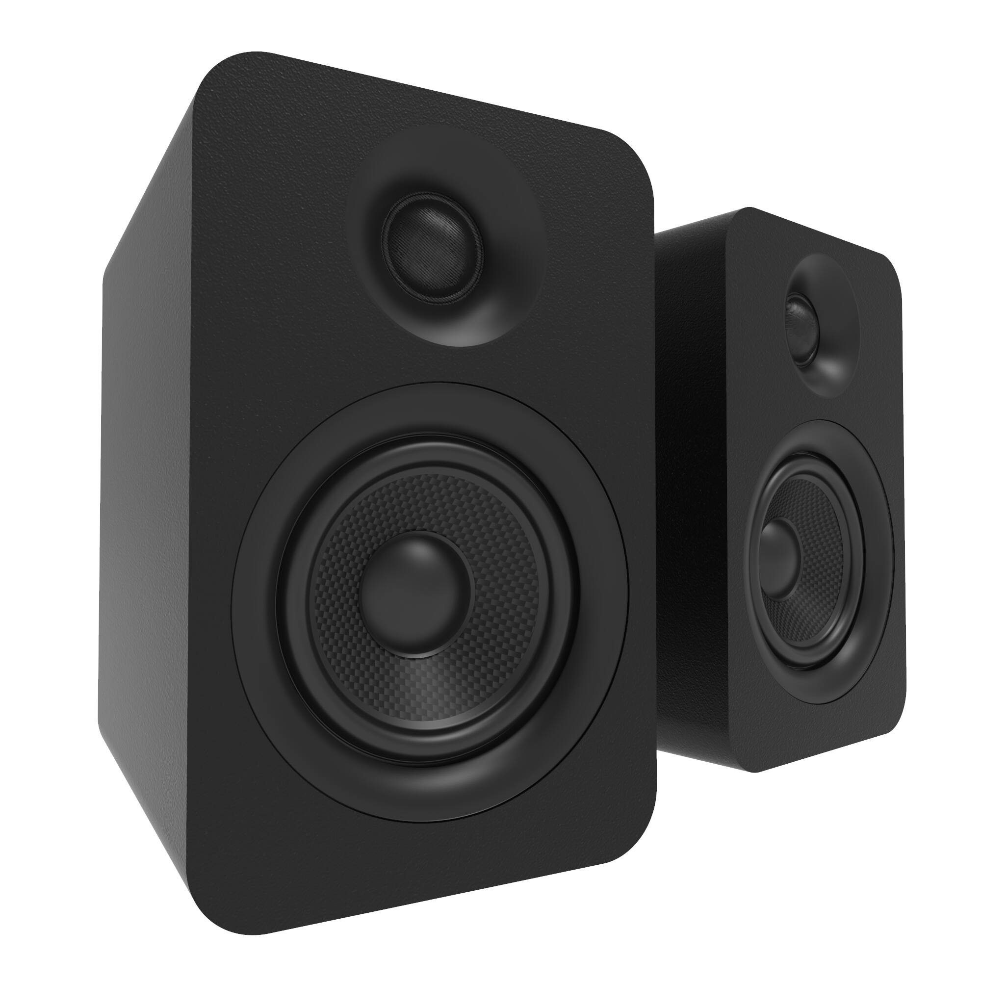 Angle. Kanto - Kanto YUP4 Passive Bookshelf Speakers with 1" Silk Dome Tweeter and 4" Kevlar Woofer - Pair (Black) - Black.