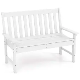 Costway - Garden Bench All-Weather HDPE 2-Person Outdoor Bench for Front Porch Backyard - White