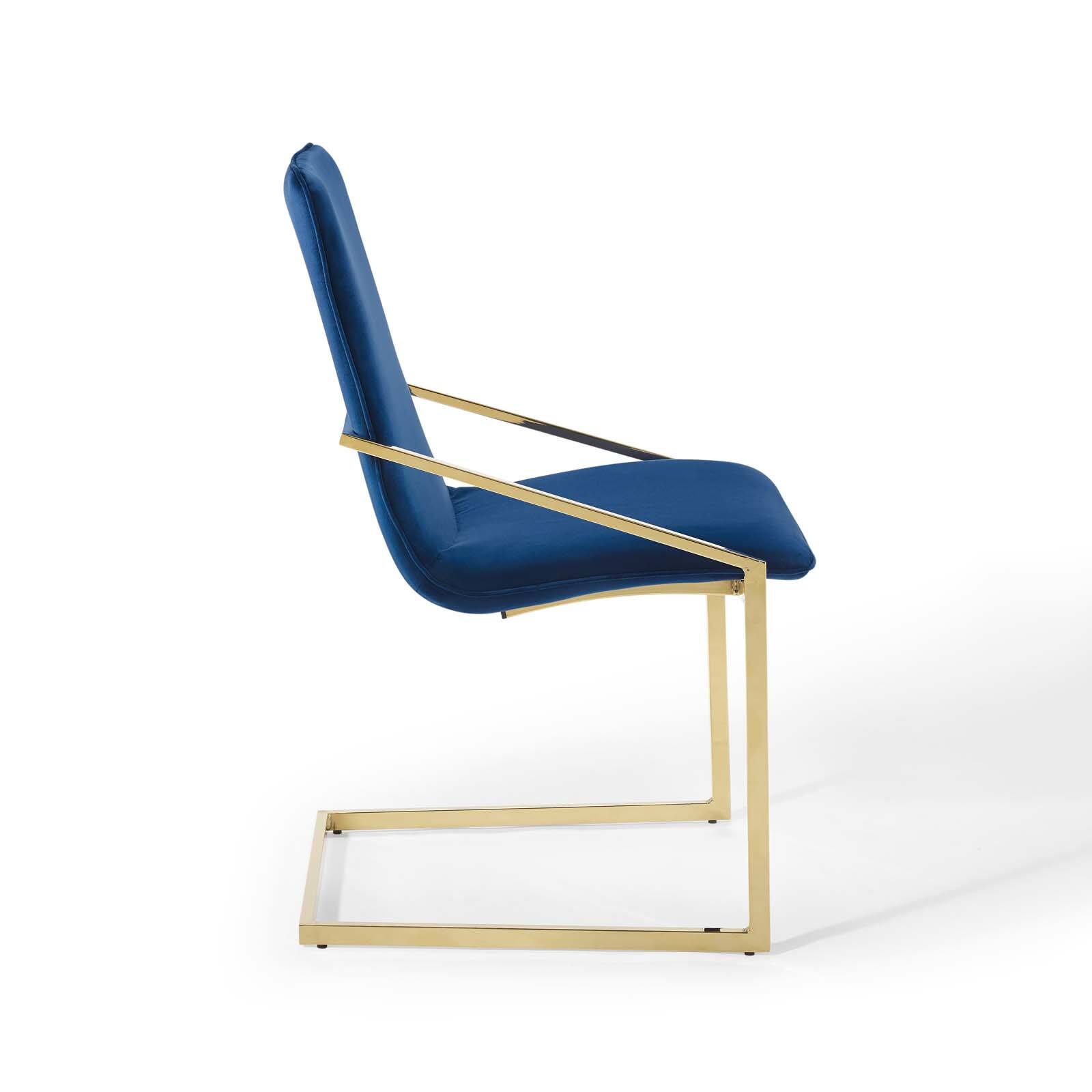 Alt View 2. Modway - Pitch Performance Velvet Dining Armchair by Modway - Gold Navy.