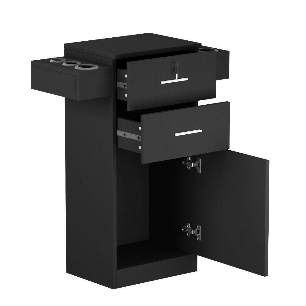 Alt View 1. Winado - Salon Station Barber Storage Cabinet with 2 drawers & Cabinet & 6 Hair Dryer Holders for Hair Styling Makeup Beauty Spa - Black.