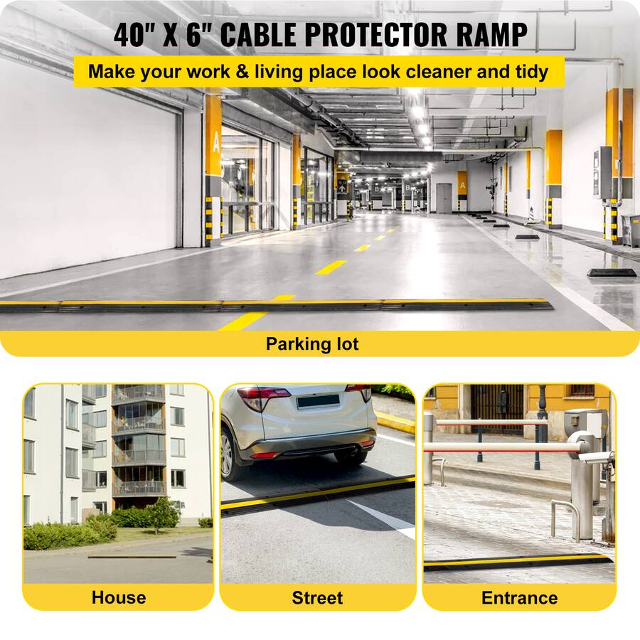 Cable Tidy Ramp VEVOR 4 Pack of 1 Channel Rubber Cable Protector Ramps Heavy Duty ...