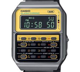 Casio - Vintage Heritage Colors Digital Stainless Steel Quartz CA-500WEGG-9B Unisex Calculator Watch - Grey/Gunmetal