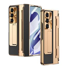 Dteck - Rugged Case for Samsung Galaxy Z Fold8 Ultra with Screen Protector&Stand,Shockproof Hard PC Cover with Hinge Protection - Black Gold