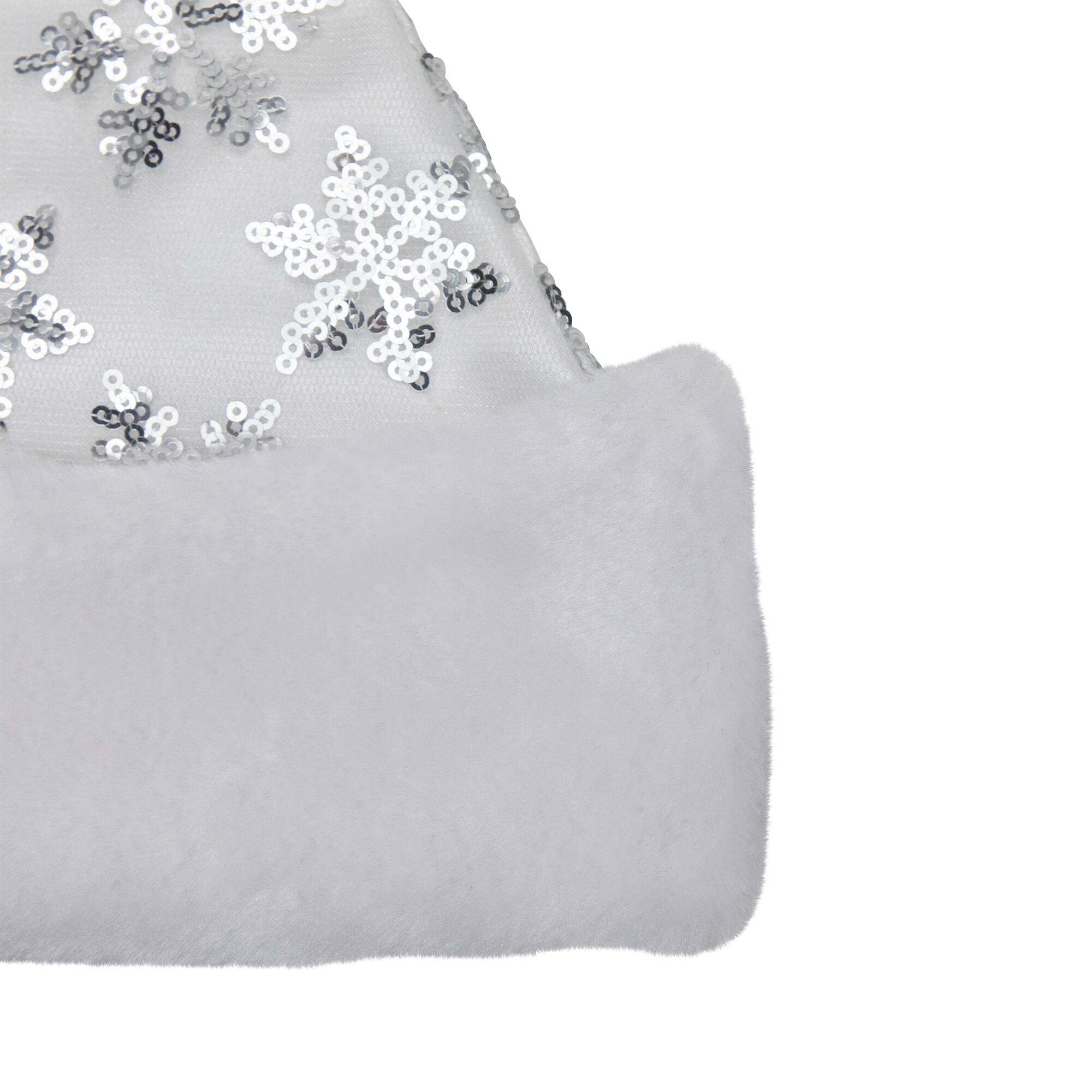 Alt View 6. Northlight - 21" Silver and White Sequin Snowflake Christmas Santa Hat - Medium - White.