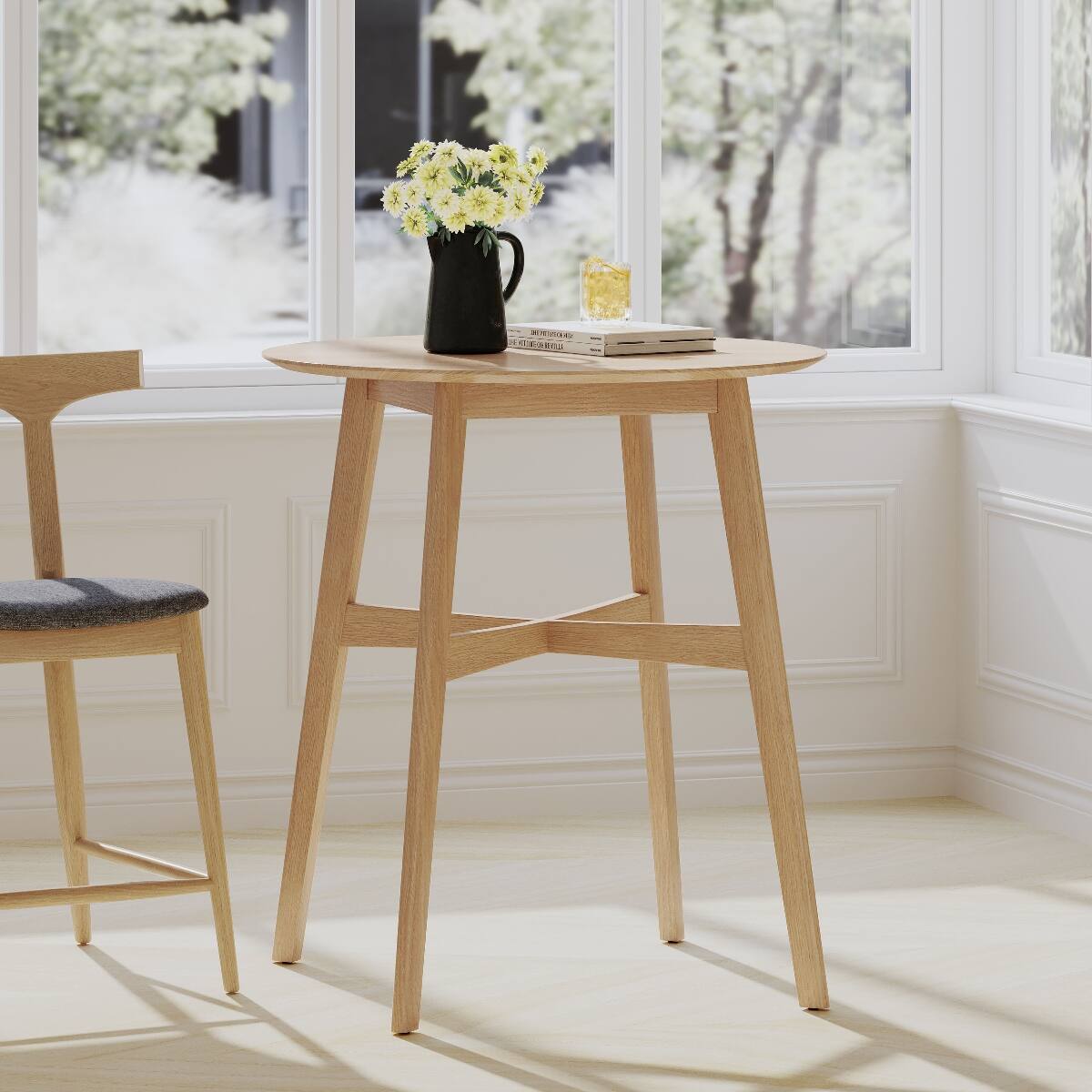 Loheer Round Counter Height Dining Table, 35.4 Inch Indoor Table ...