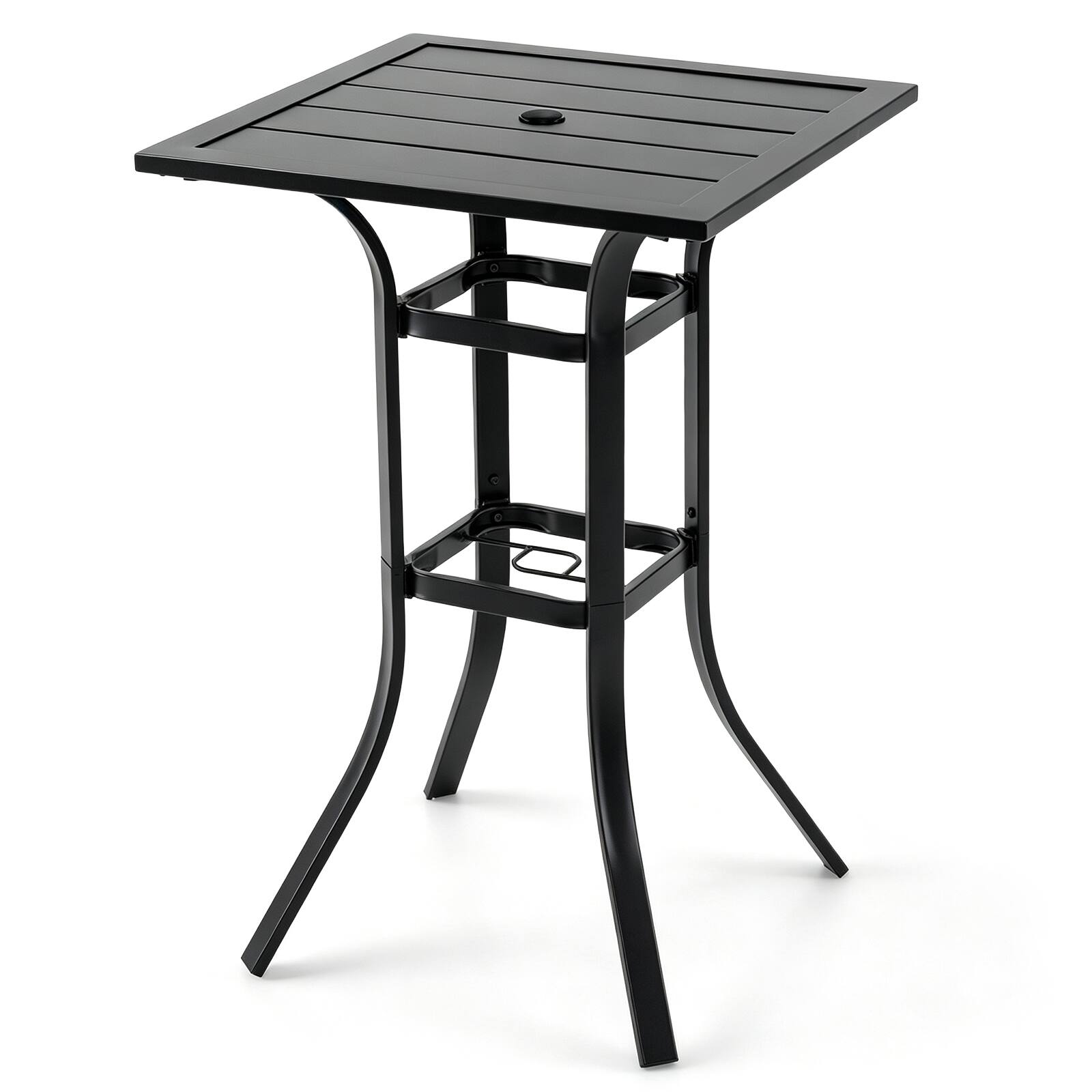 Alt View 7. Costway - Costway 25" Outdoor Bar Table, Square Patio Dining Table with 1.57" Umbrella Hole for Lawn - Black.
