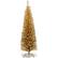 Front. Costway - 6FT Gold Tinsel Tree Slim Pencil Christmas Tree - Champagne.
