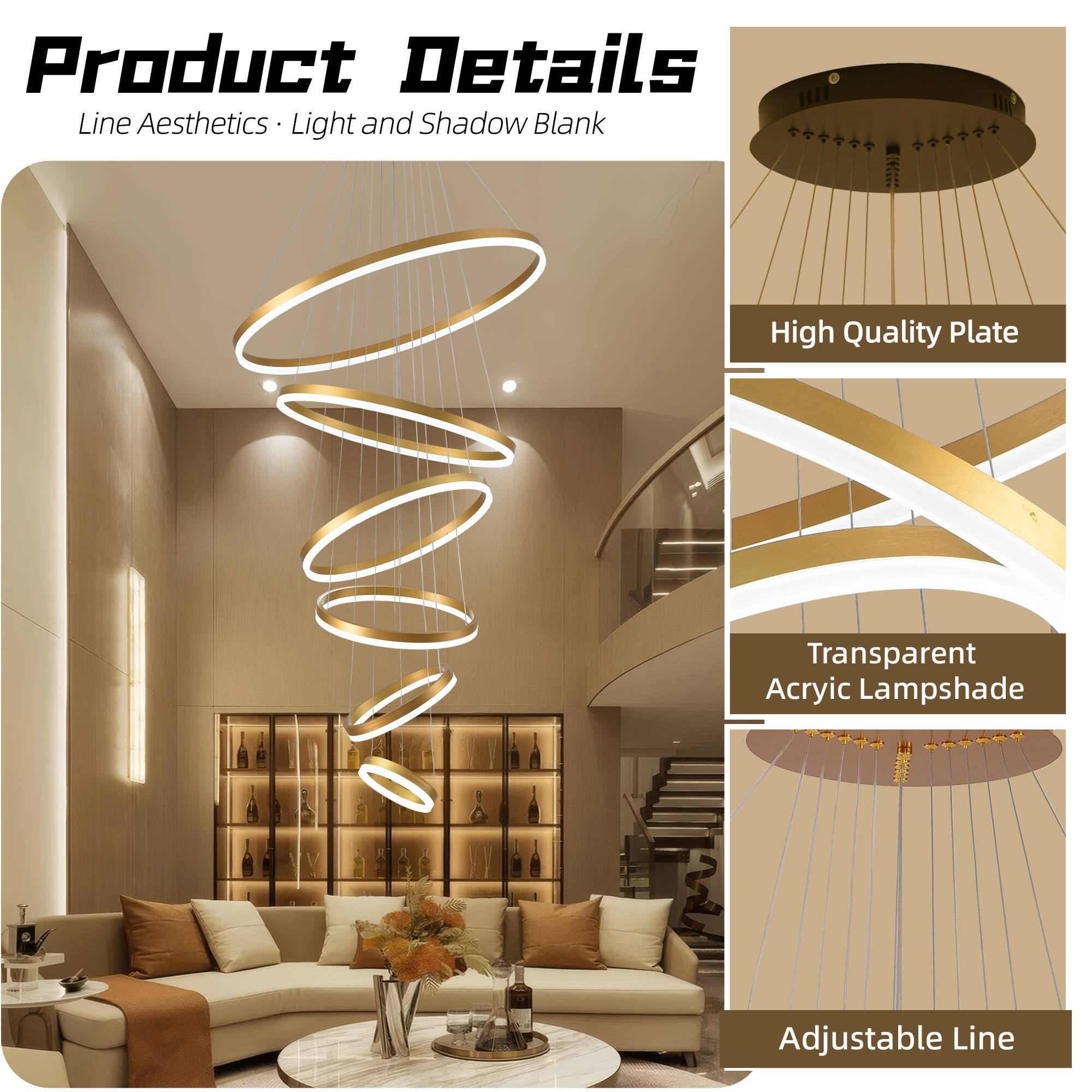 Product Details  
Line Aesthetics • Light and Shadow Blank  

- High Quality Plate  
- Transparent Acrylic Lampshade  
- Adjustable Line