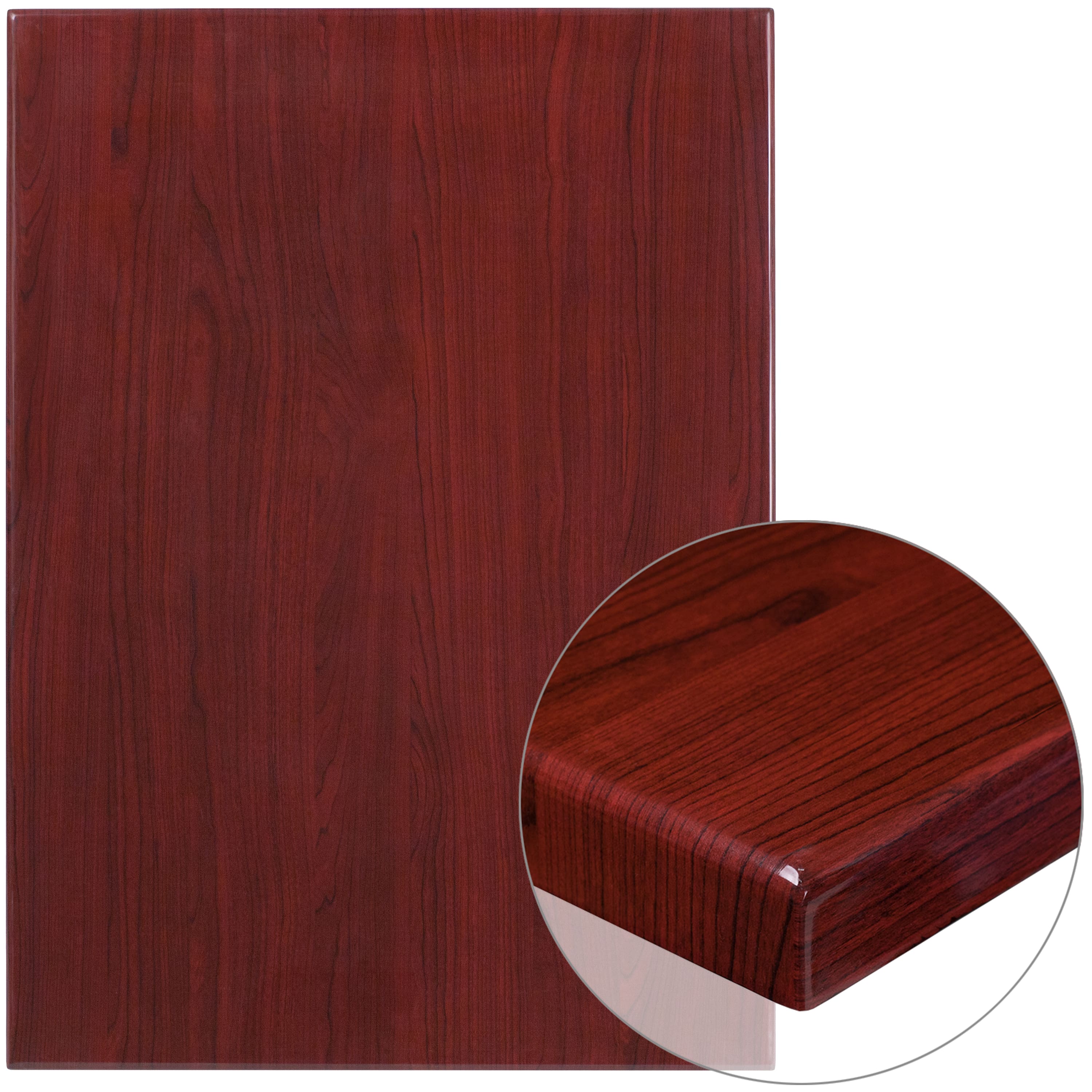 Emma + Oliver - 30"x42" High-Gloss Resin Table Top with 2" Thick Drop-Lip - Mahogany