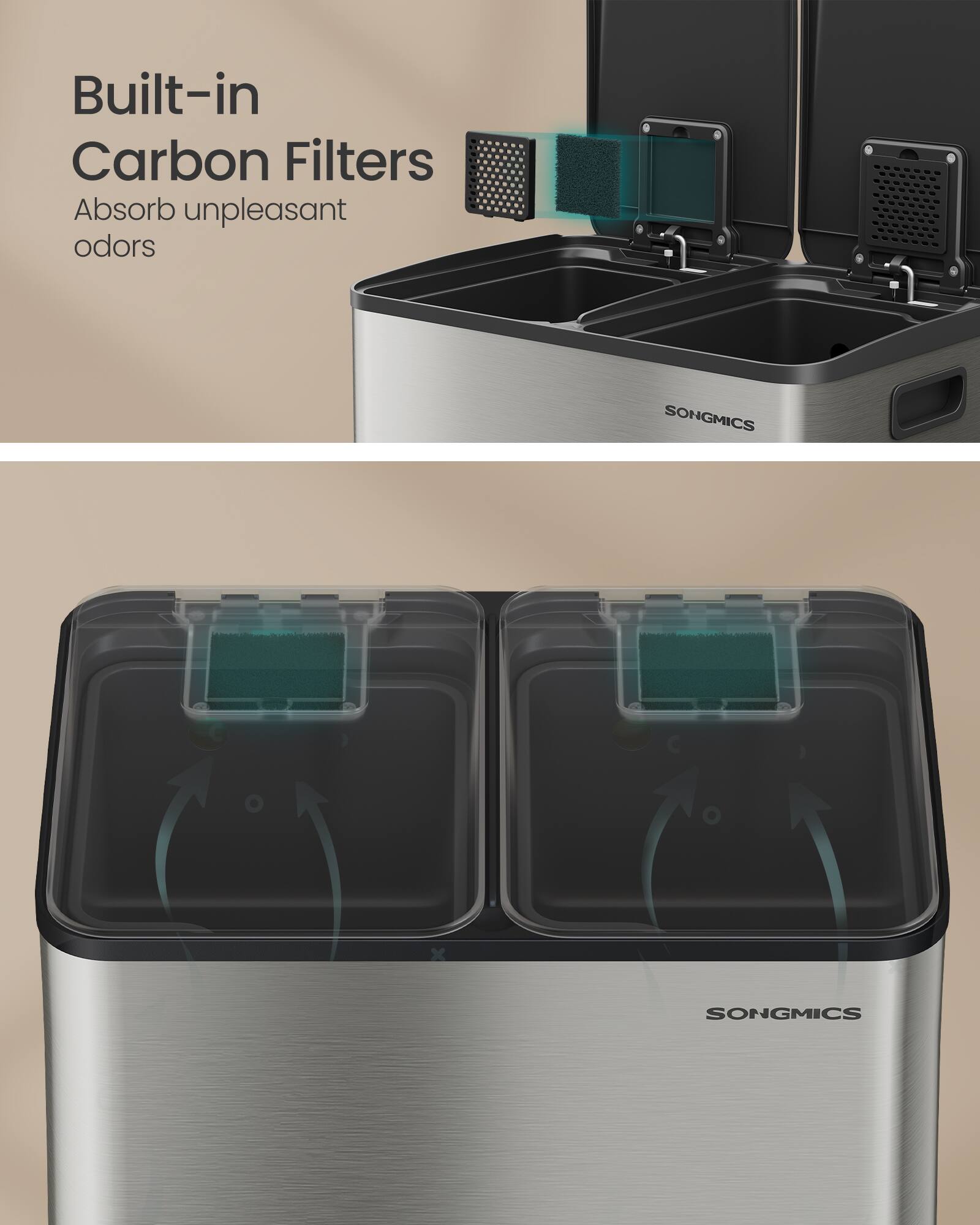 Built-in Carbon Filters Absorb unpleasant odors

SONGMICS