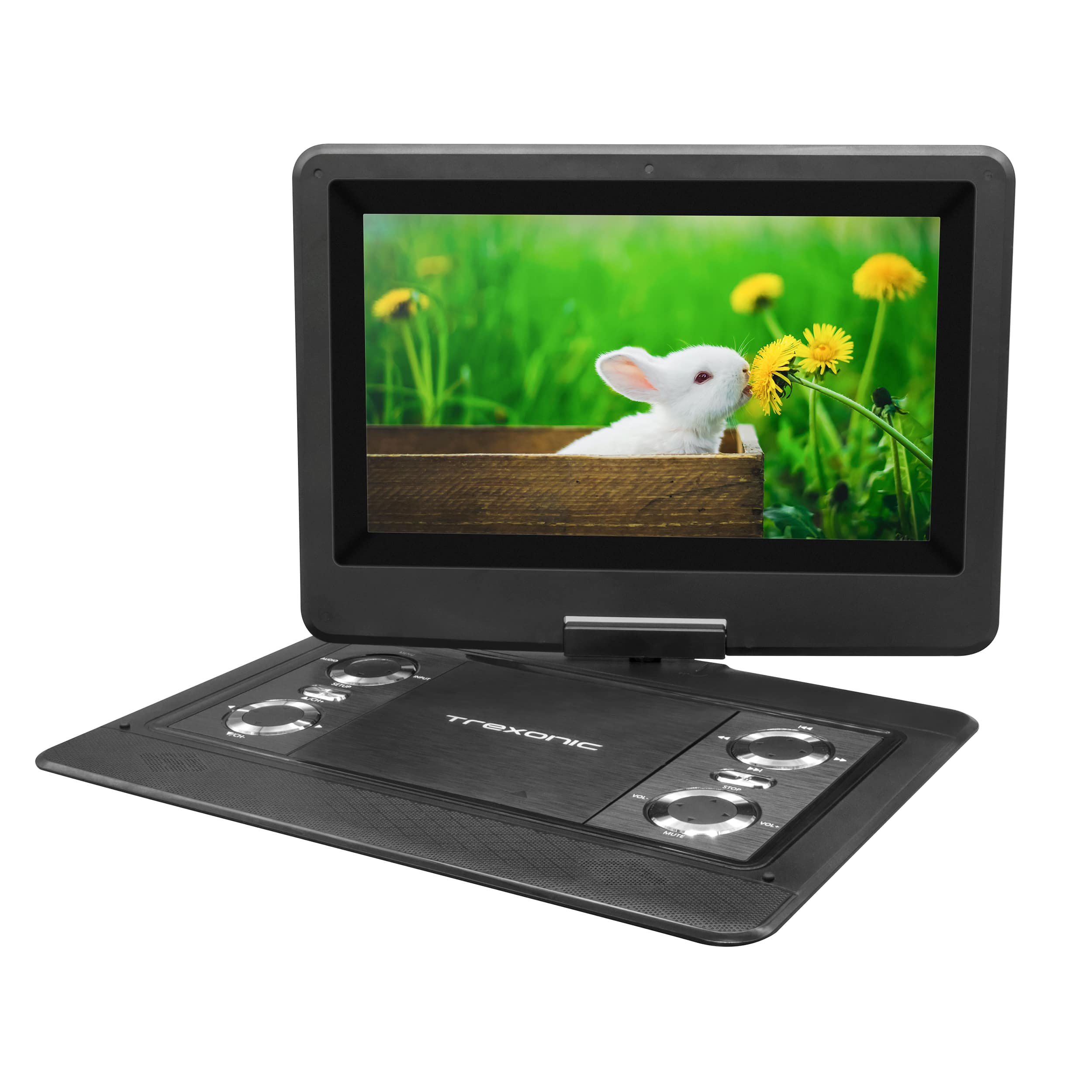 Trexonic - Portable TV+DVD Player with Color TFT LED Screen and USB/HD/AV Inputs - Black