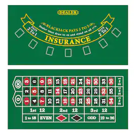 GSE Games & Sports Expert - Las Vegas Style Casino Black Jack and Roulette Layout Mat with Instructions and Strategy Chart