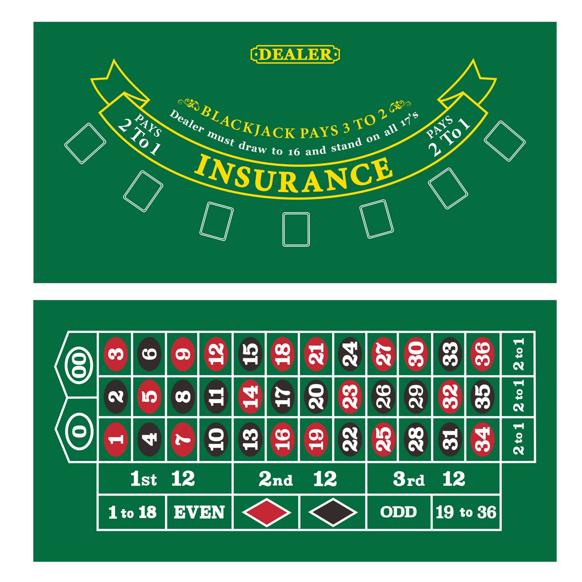 GSE Games & Sports Expert - Las Vegas Style Casino Black Jack and Roulette Layout Mat with Instructions and Strategy Chart