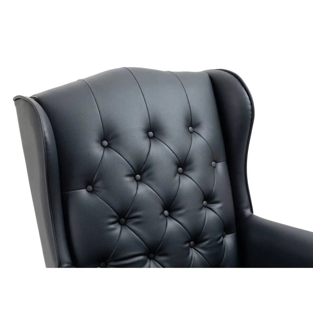 Alt View 7. Platinum-Level - Black PU Leather Executive Chair for Discerning - Black.