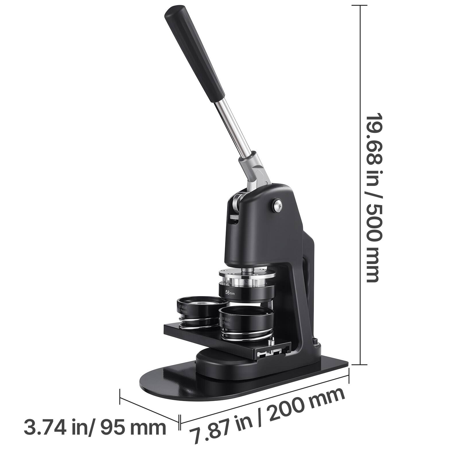 58mm  
19.68 in / 500 mm  
3.74 in / 95 mm  
7.87 in / 200 mm