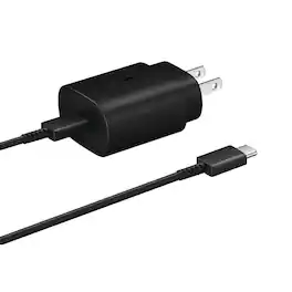 Samsung - 25W USB-C Super Fast Charging Wall Charger with USB C to C Cable - Bulk Packing - Black - Black