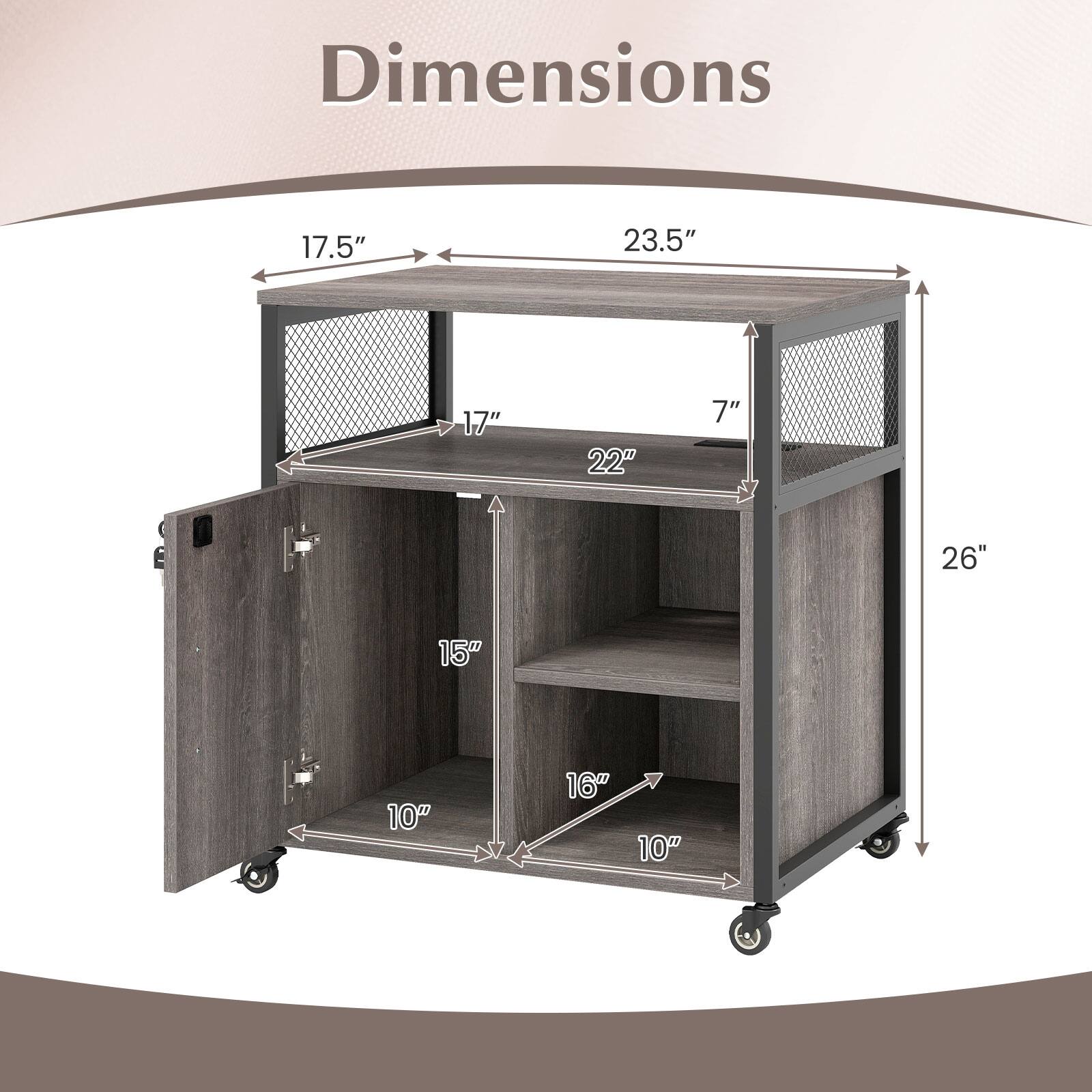Dimensions: 17.5" x 23.5" x 17" x 22" x 7" x 26" x 15" x 10" x 16" x 10"