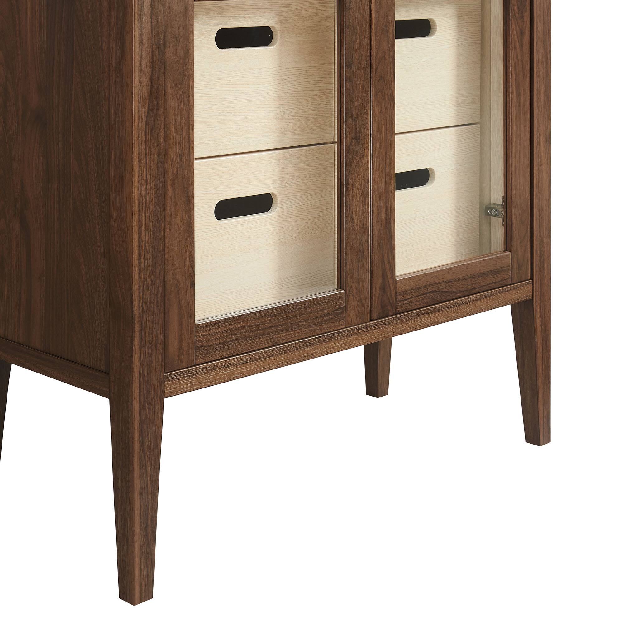 Alt View 6. Modway - Nell 71" Glass Door Tall Display Storage Cabinet by Modway - Walnut.