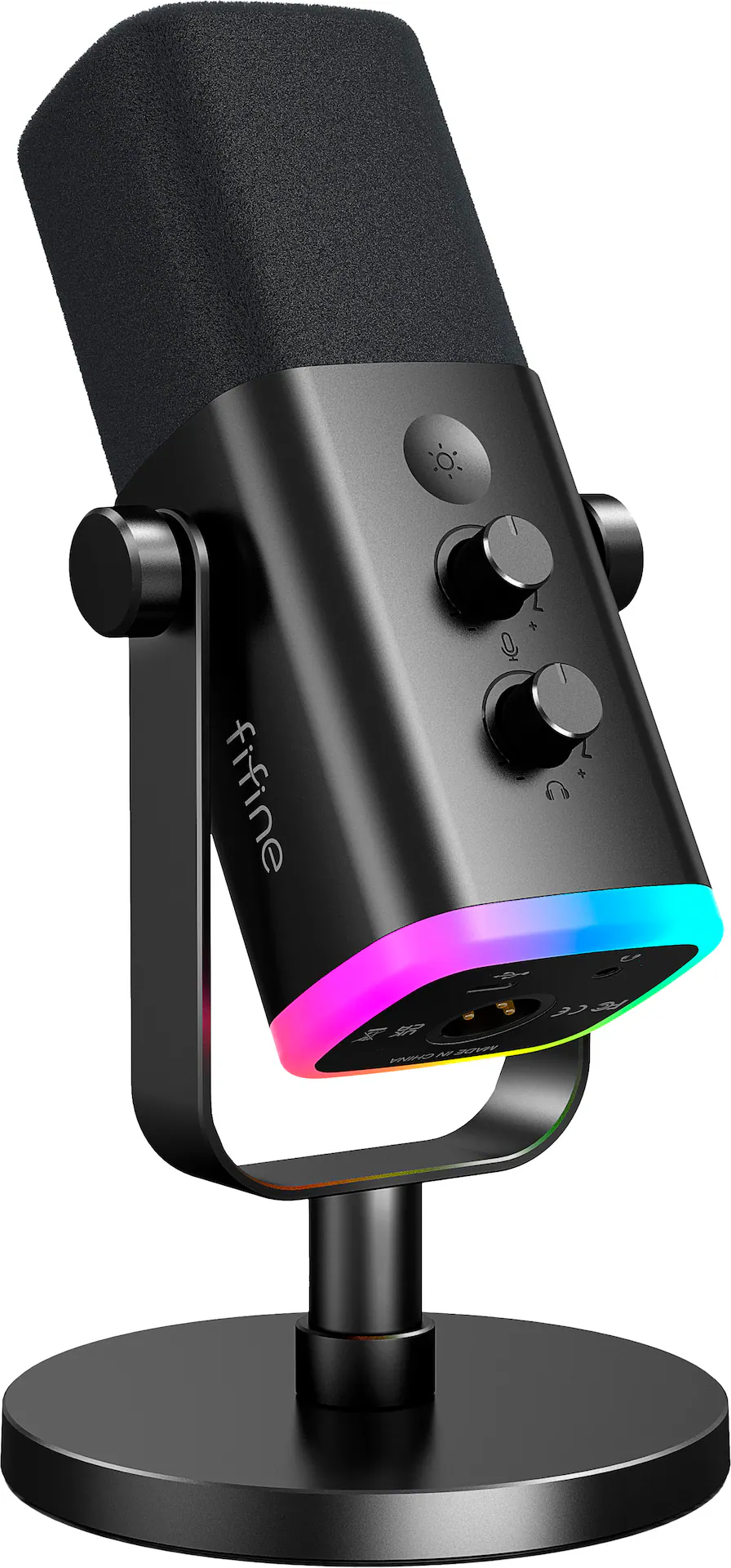 Fifin Micro FIFINE XLR/USB Wired Cardioid Dynamic Microphone with RGB Lighting ...