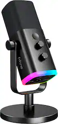 FIFINE - XLR/USB Wired Cardioid Dynamic Microphone with RGB Lighting - Black - Front_Zoom