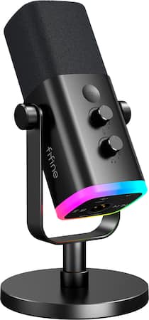 FIFINE - XLR/USB Wired Cardioid Dynamic Microphone with RGB Lighting - Black