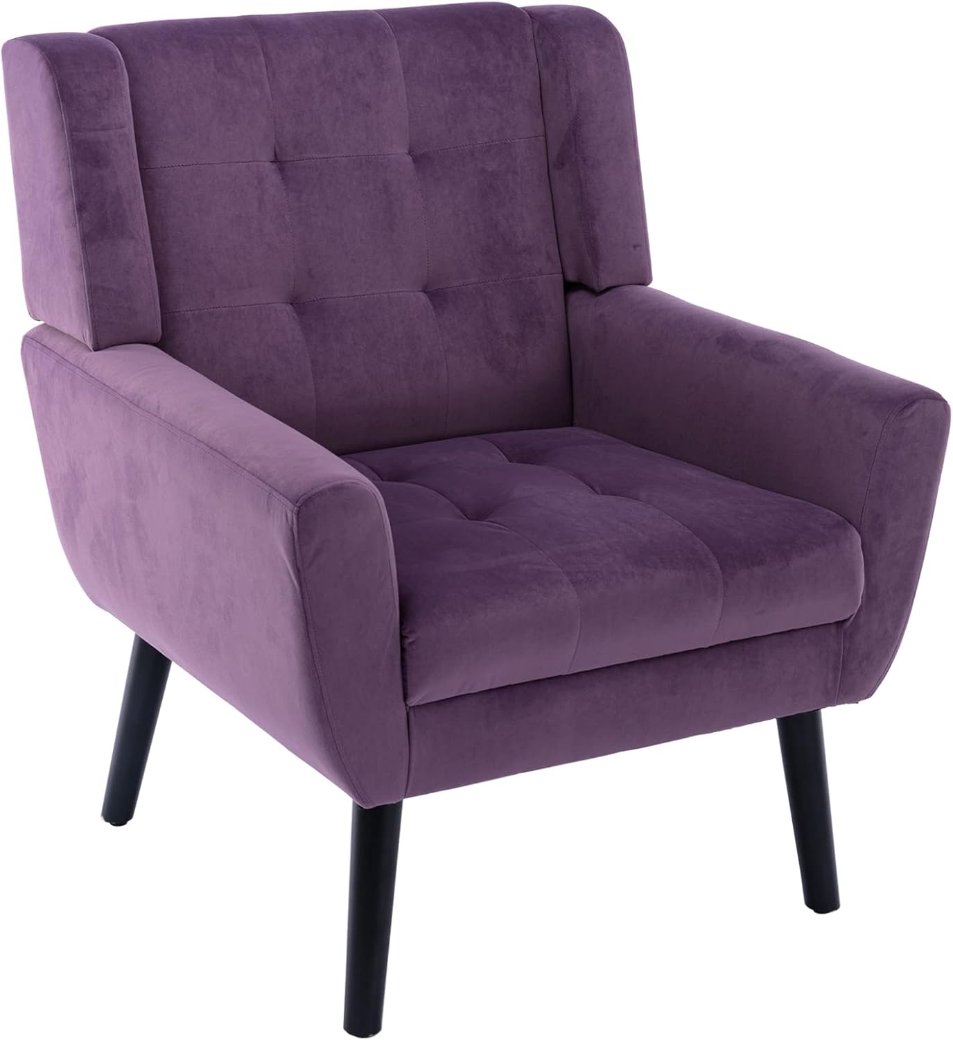 Alt View 1. Trinkets Crazed - Modern Soft Velvet Material Ergonomics Accent Chair With Black Legs - lavender purple.