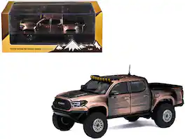 Toyota Tacoma Pre-Runner Pickup Truck Brushed with Carbon Hood 1/64 Diecast Model Car by GCD - Bronze Metallic
