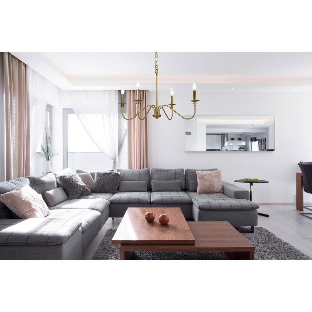 Angle. Living District - Rohan 30 inch chandelier in Satin Gold - Satin Gold.