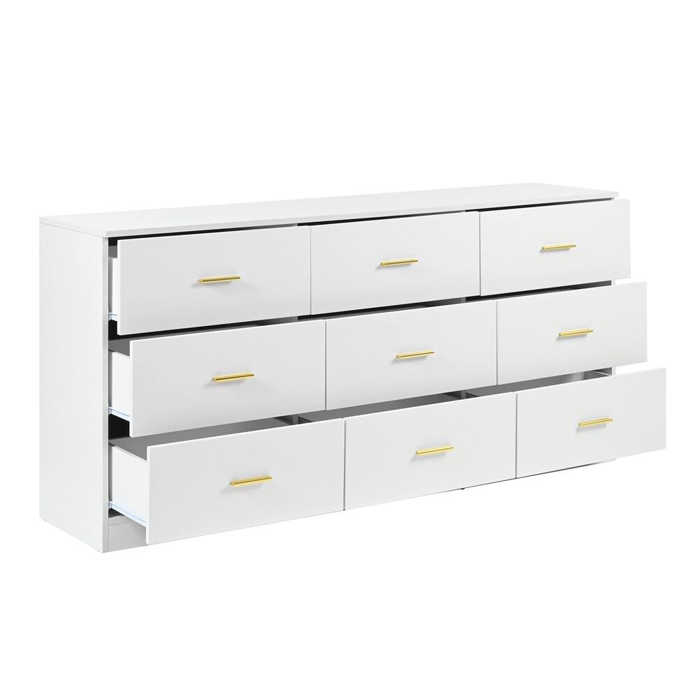 Alt View 1. GOODSILO - 9-Drawer Dresser for Bedroom - Ample Storage Wide Chest, Sturdy & Safe - Antique White.