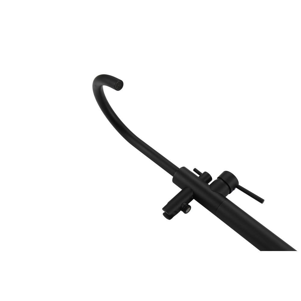 Alt View 1. Elegant Kitchen and Bath - Steven Floor Mounted Roman Tub Faucet with Handshower in Matte Black - Matte Black.