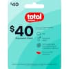 $40 total wireless
Works with Total STARTER or any $40 plan
5G
Payment Card
Hotspot data
Int'l calls, text and roaming in Canada & Mexico
Verizon 5G network
Use to purchase Total Wireless products and services.
Featured benefits vary by plan.