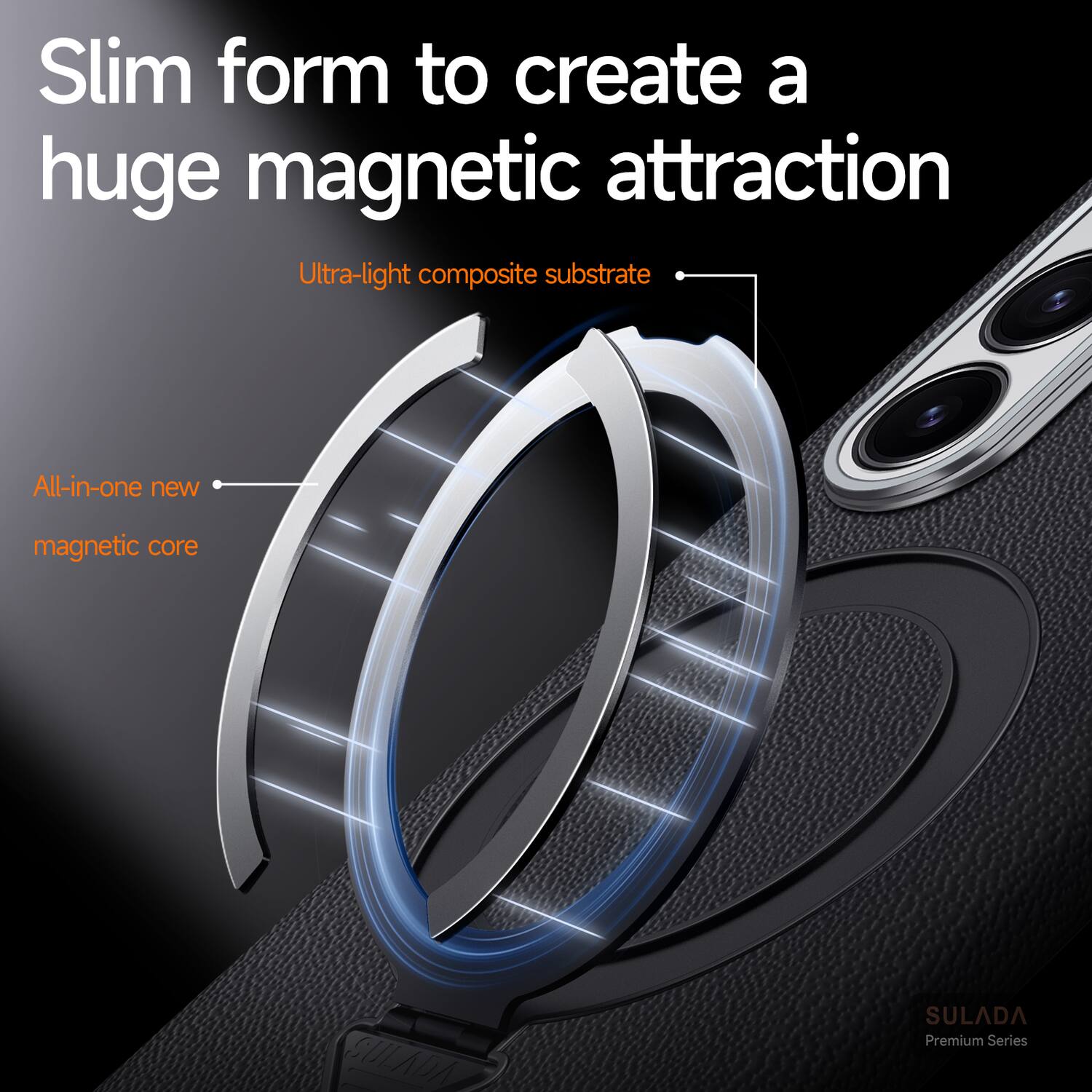 Slim form to create a huge magnetic attraction  
Ultra-light composite substrate  
All-in-one new magnetic core  
CULADA SULADA Premium Series