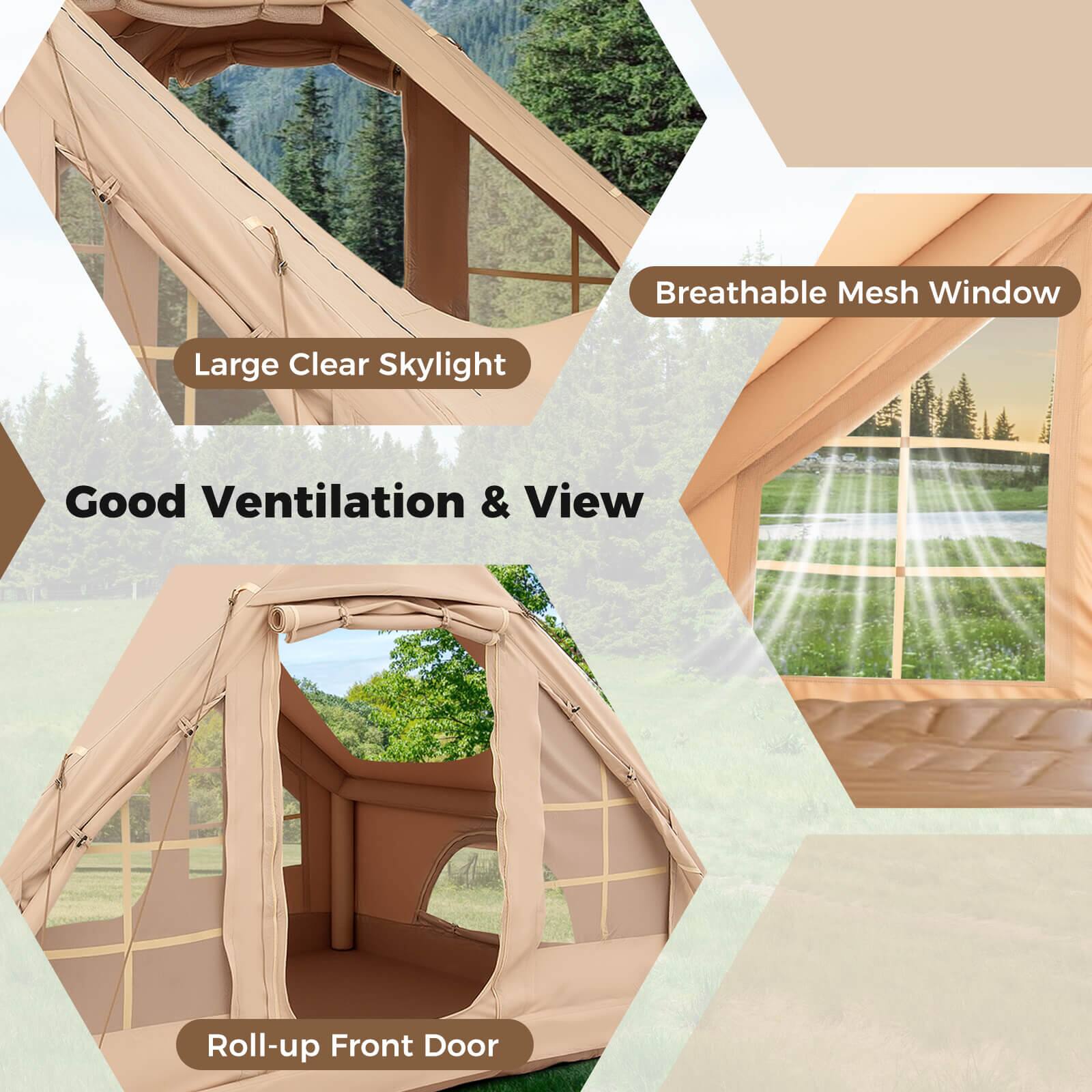 - Large Clear Skylight
- Breathable Mesh Window
- Roll-up Front Door
- Good Ventilation & View