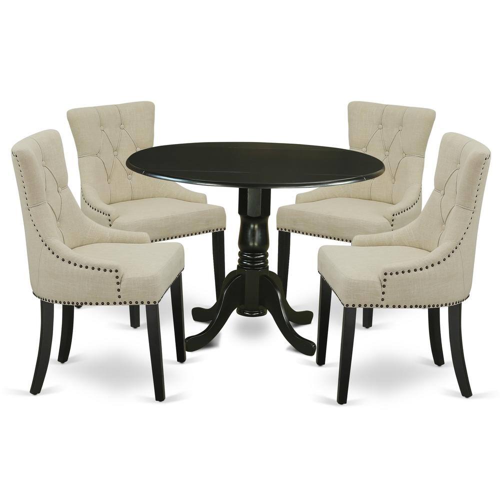 Back. East West Furniture - Dining Room Set Black - Brown.