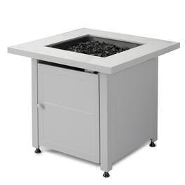 Endless Summer - Outdoor Fire Pit Table with Faux Marble Finish, Black Glass - Gray
