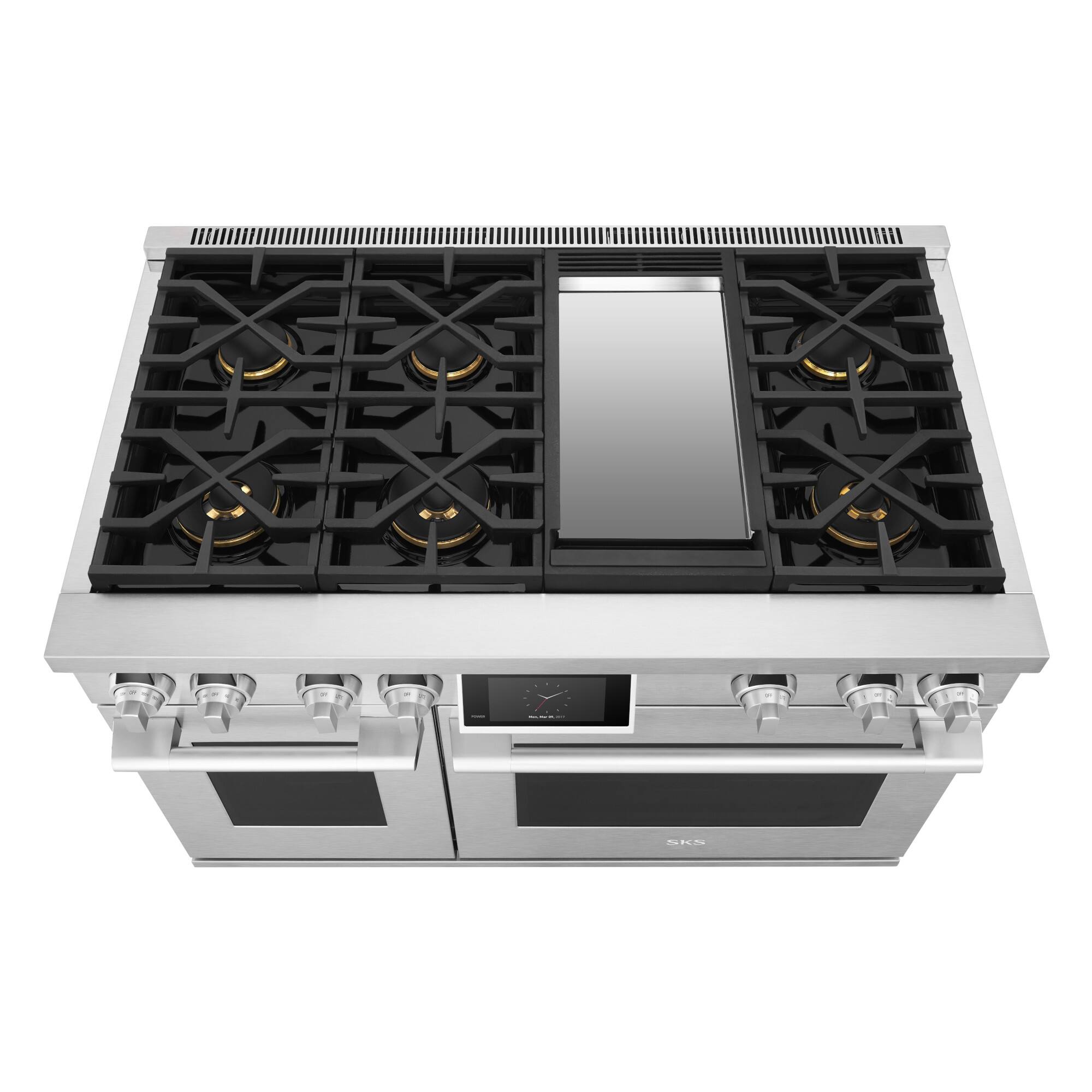 Alt View 9. SKS - Pro 48-inch 7.9 Cu. Ft. Freestanding Smart Dual Fuel Convection Double Oven Range with Chromium Griddle, 6 Burners - Stainless Steel.