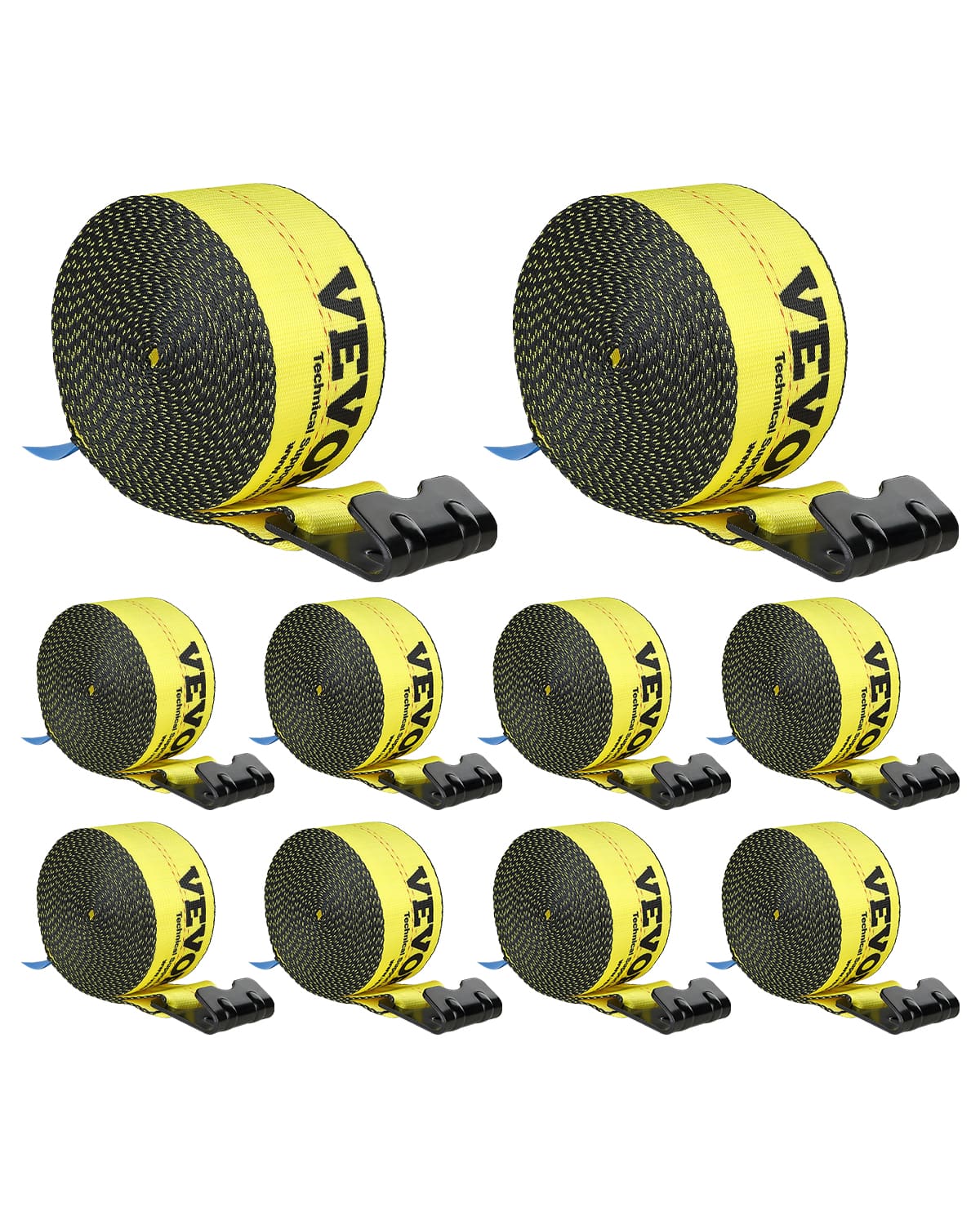 VEVOR - Winch Straps, 4" x 30', 6000 lbs Load Capacity, 18000 lbs Break Strength, Truck Straps with Flat Hook, Tie Downs Cargo - Yellow