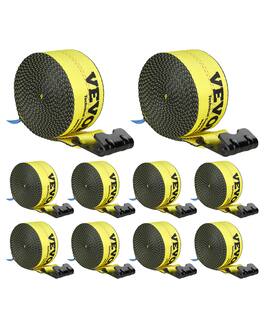 VEVOR - Winch Straps, 4" x 30', 6000 lbs Load Capacity, 18000 lbs Break Strength, Truck Straps with Flat Hook, Tie Downs Cargo - Yellow
