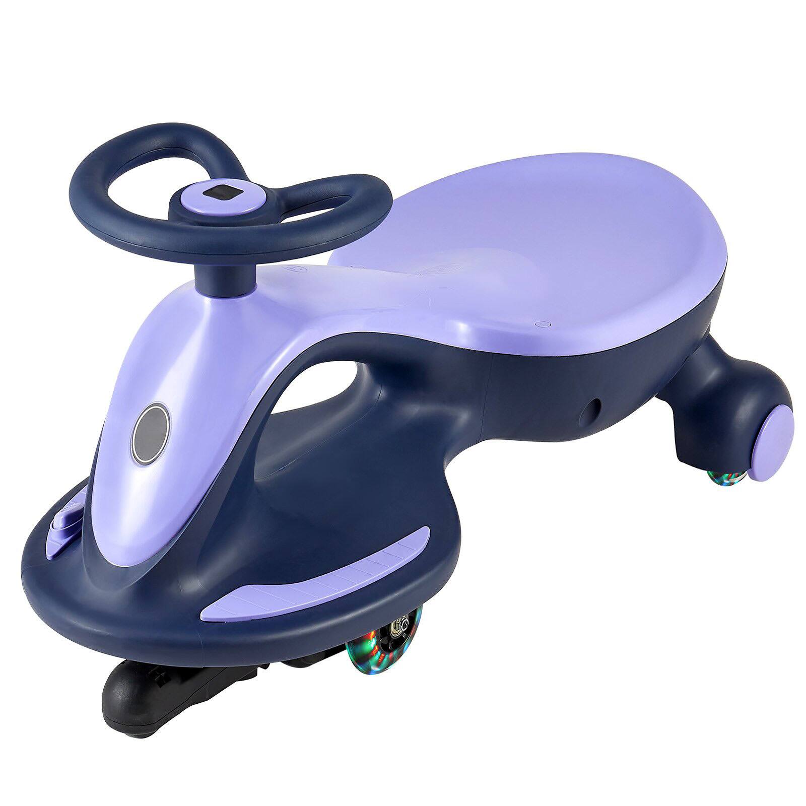 Front. Glintex - Battery Ride-On Wiggle Car, 2-in-1 Swing Car with LED Wheels, Rechargeable Battery, Bluetooth & Anti-Rollover Design - Purple.