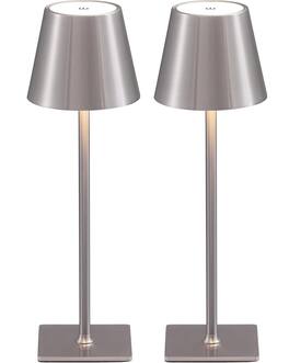 FINEAK - Portable Cordless LED Table Lamp with 3-Color Stepless Dimming - Electroplated Brushed Nickel-2